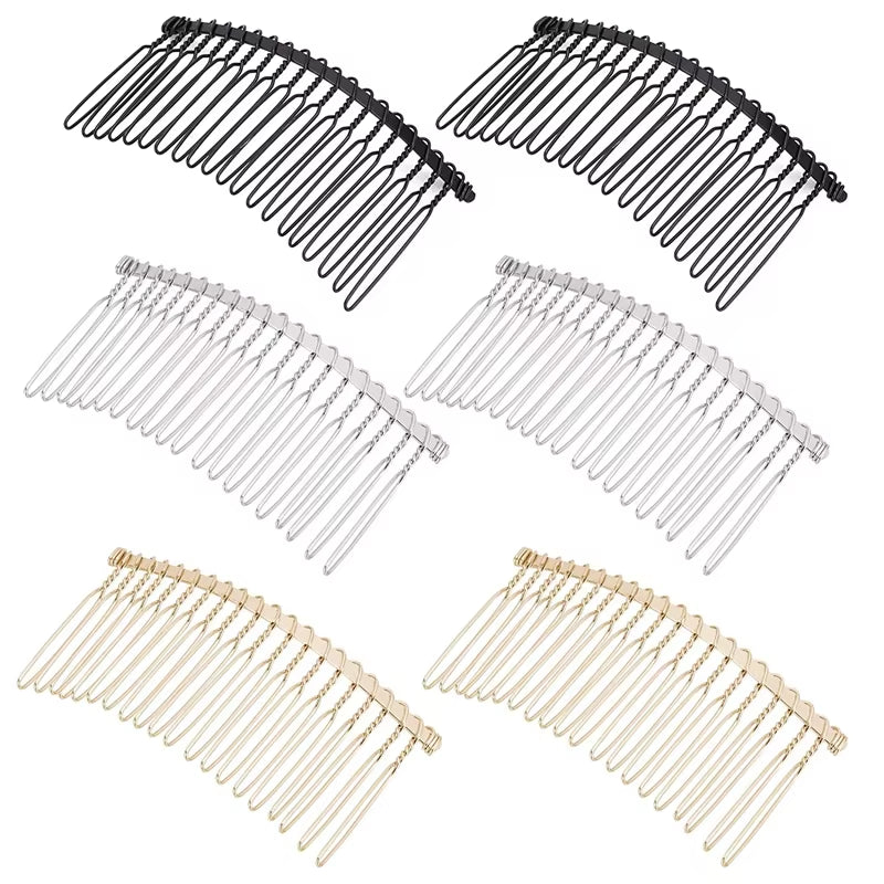 10Pcs Metal Hair Slide Comb Base Headdresses Headband Pony Hook Clip Fork for Men Chinese Detangling Jewelry Making Decorative