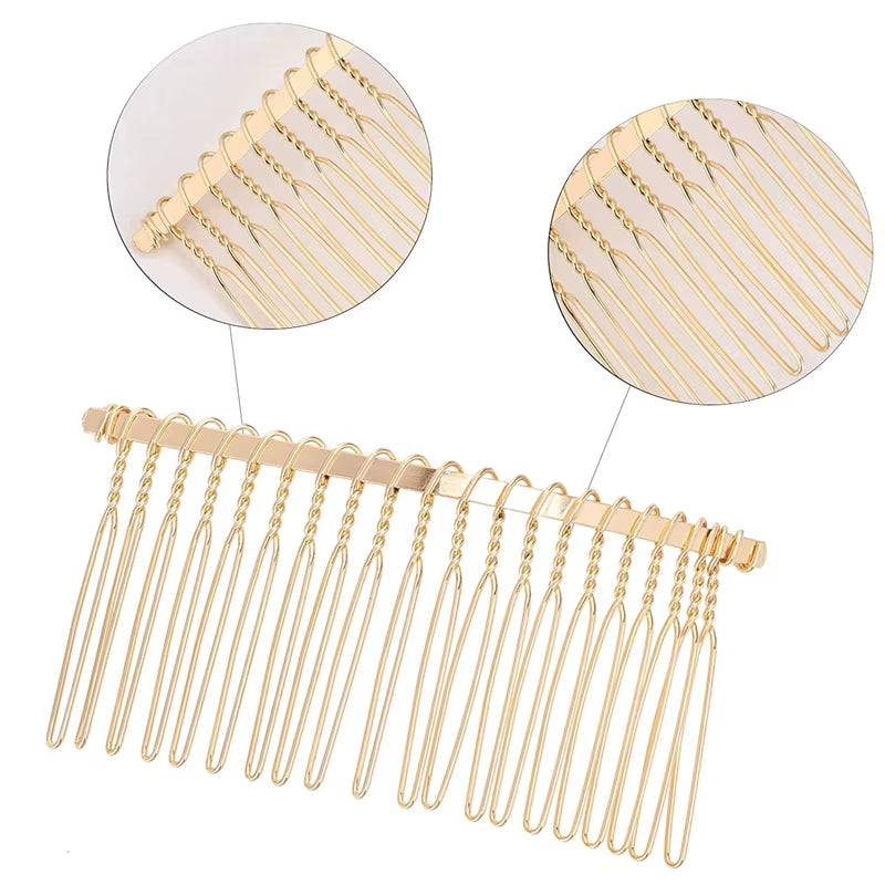 10Pcs Metal Hair Slide Comb Base Headdresses Headband Pony Hook Clip Fork for Men Chinese Detangling Jewelry Making Decorative