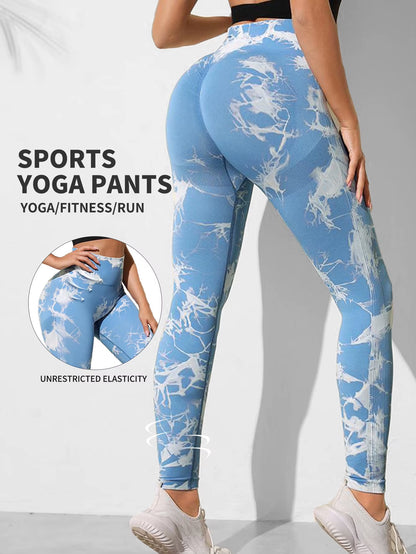 Tie Dye Yoga Pants Sport Leggings Women Seamless High Waist Push up Woman Tights Fitness Workout Leggins Gym Clothing 2024 New