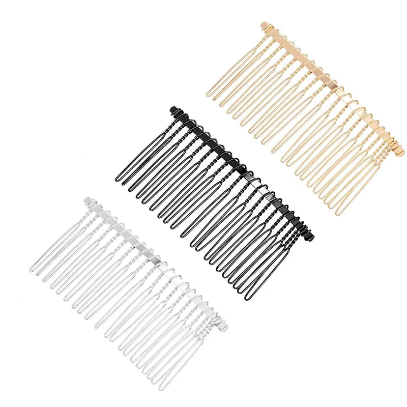 10Pcs Metal Hair Slide Comb Base Headdresses Headband Pony Hook Clip Fork for Men Chinese Detangling Jewelry Making Decorative