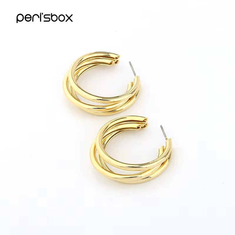 Gold/Silver Color Multi Hoops Earrings for Women Simple Three Circle Hoop Earrings Bohemia Geometric round Earrings