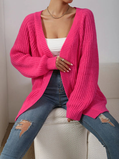 Chicease Ribbed Knit Raglan Sleeve Duster Cardigan,Long Sleeve Tops