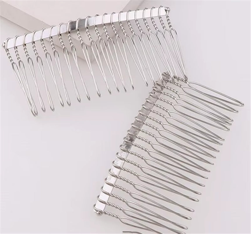 10Pcs Metal Hair Slide Comb Base Headdresses Headband Pony Hook Clip Fork for Men Chinese Detangling Jewelry Making Decorative