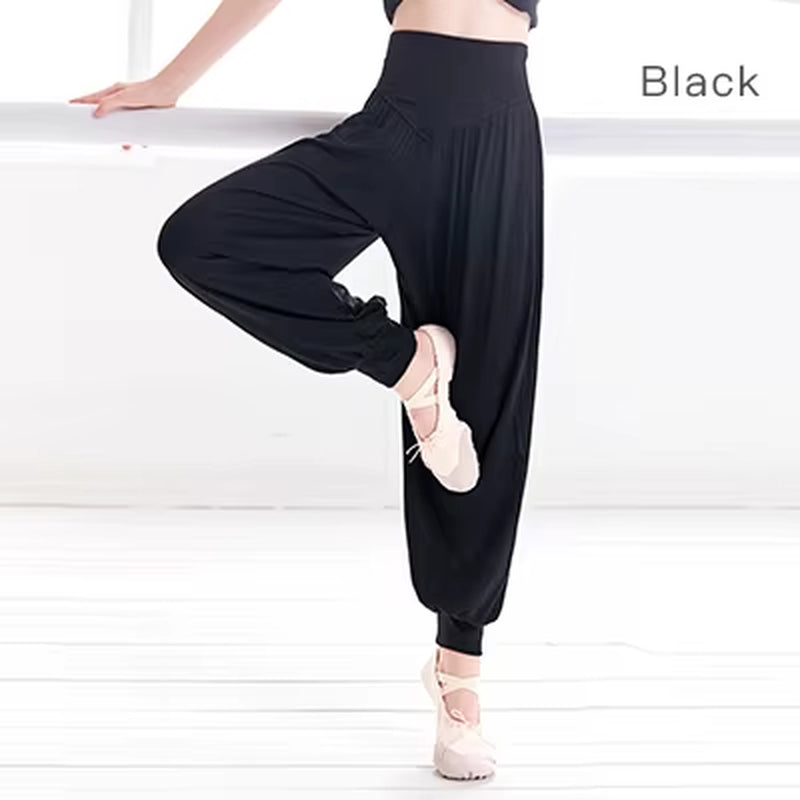 Girls Casual Black Pants Flare Trouser Cotton Gymnastics Fitness Ballet Dance Pants for Children