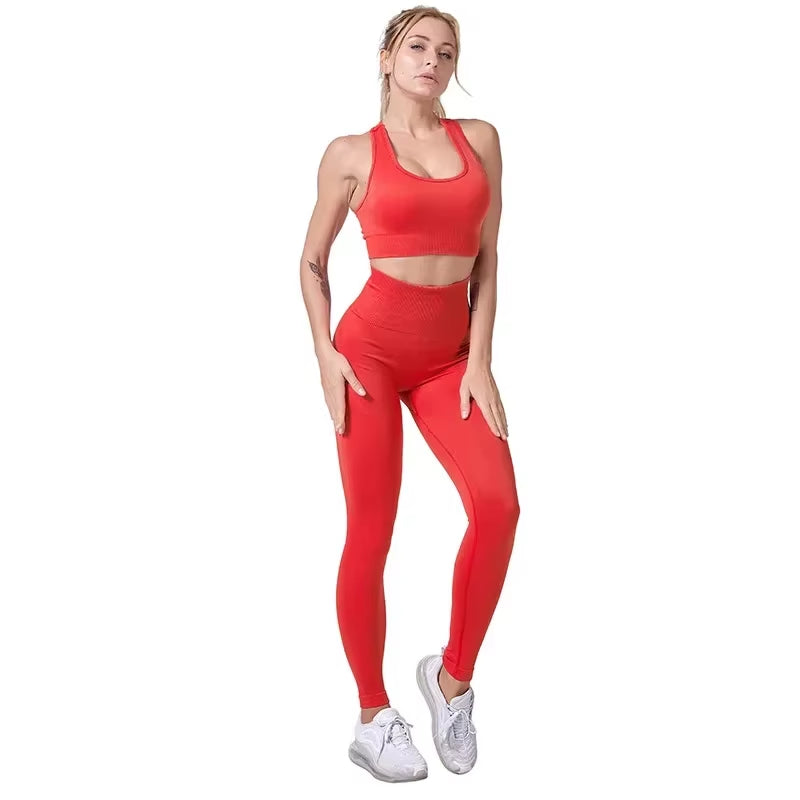 Seamless Hyperflex Workout Set Sport Leggings and Top Yoga Outfits for Women Sportswear Athletic Clothes Gym 2 Piece Set XL Size