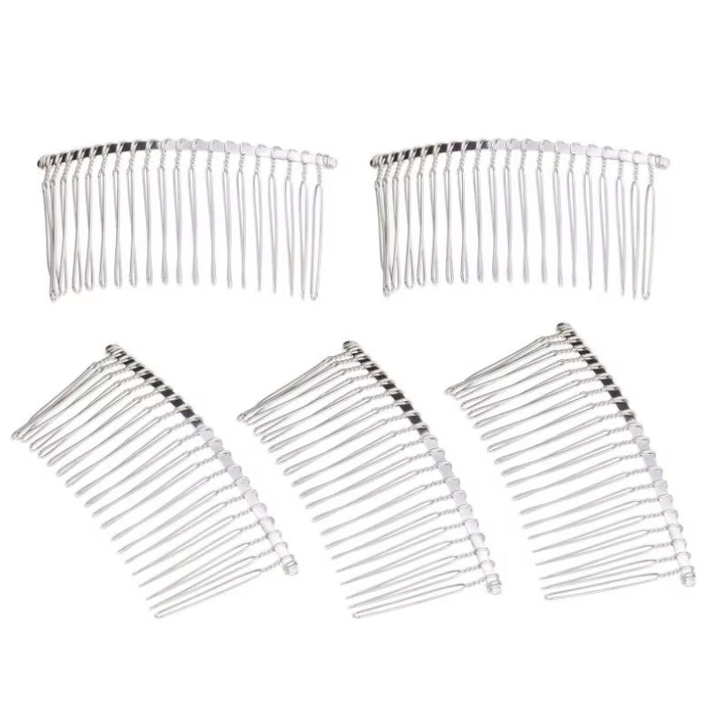 10Pcs Metal Hair Slide Comb Base Headdresses Headband Pony Hook Clip Fork for Men Chinese Detangling Jewelry Making Decorative