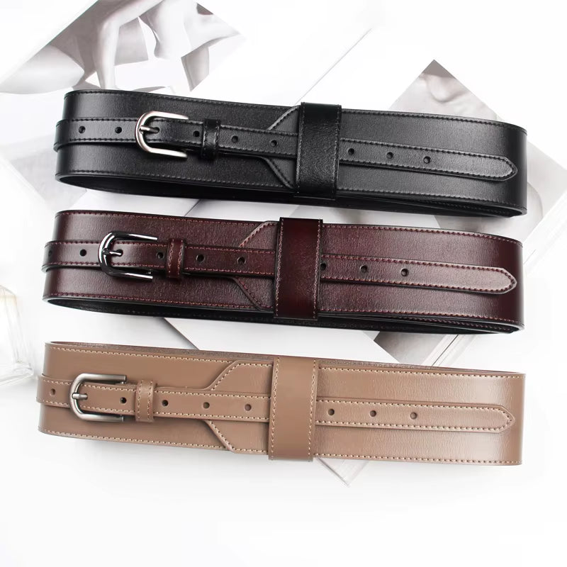 2020 New Designer Women'S Wide Black Brown Genuine Leather Belt Body Harness Belts for Women Luxury Designer Brand Waistband