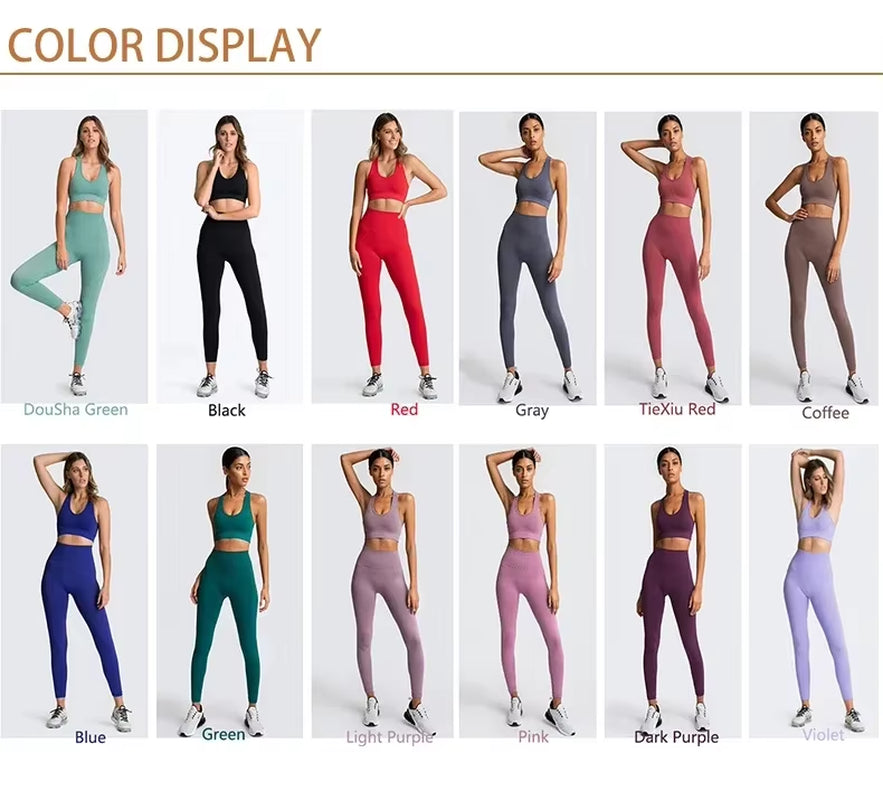 Seamless Hyperflex Workout Set Sport Leggings and Top Yoga Outfits for Women Sportswear Athletic Clothes Gym 2 Piece Set XL Size