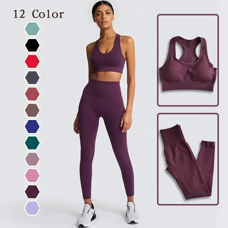 Seamless Hyperflex Workout Set Sport Leggings and Top Yoga Outfits for Women Sportswear Athletic Clothes Gym 2 Piece Set XL Size