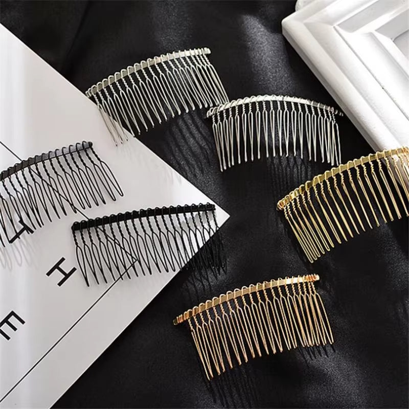 10Pcs Metal Hair Slide Comb Base Headdresses Headband Pony Hook Clip Fork for Men Chinese Detangling Jewelry Making Decorative