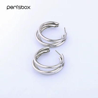 Gold/Silver Color Multi Hoops Earrings for Women Simple Three Circle Hoop Earrings Bohemia Geometric round Earrings