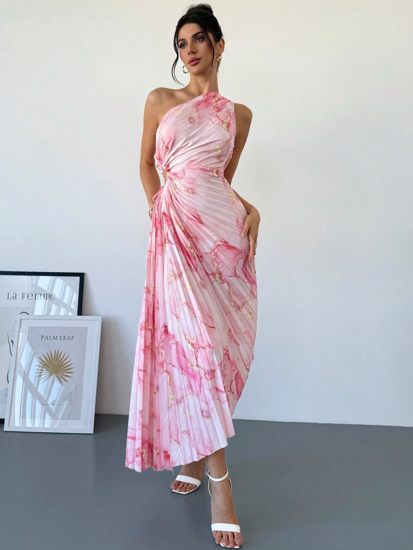 Firerie Women Summer Casual Holiday Elegant Music Festival Tie-Dye Tie Dye Print Hollow Ruffle Hem Dress Hawaii